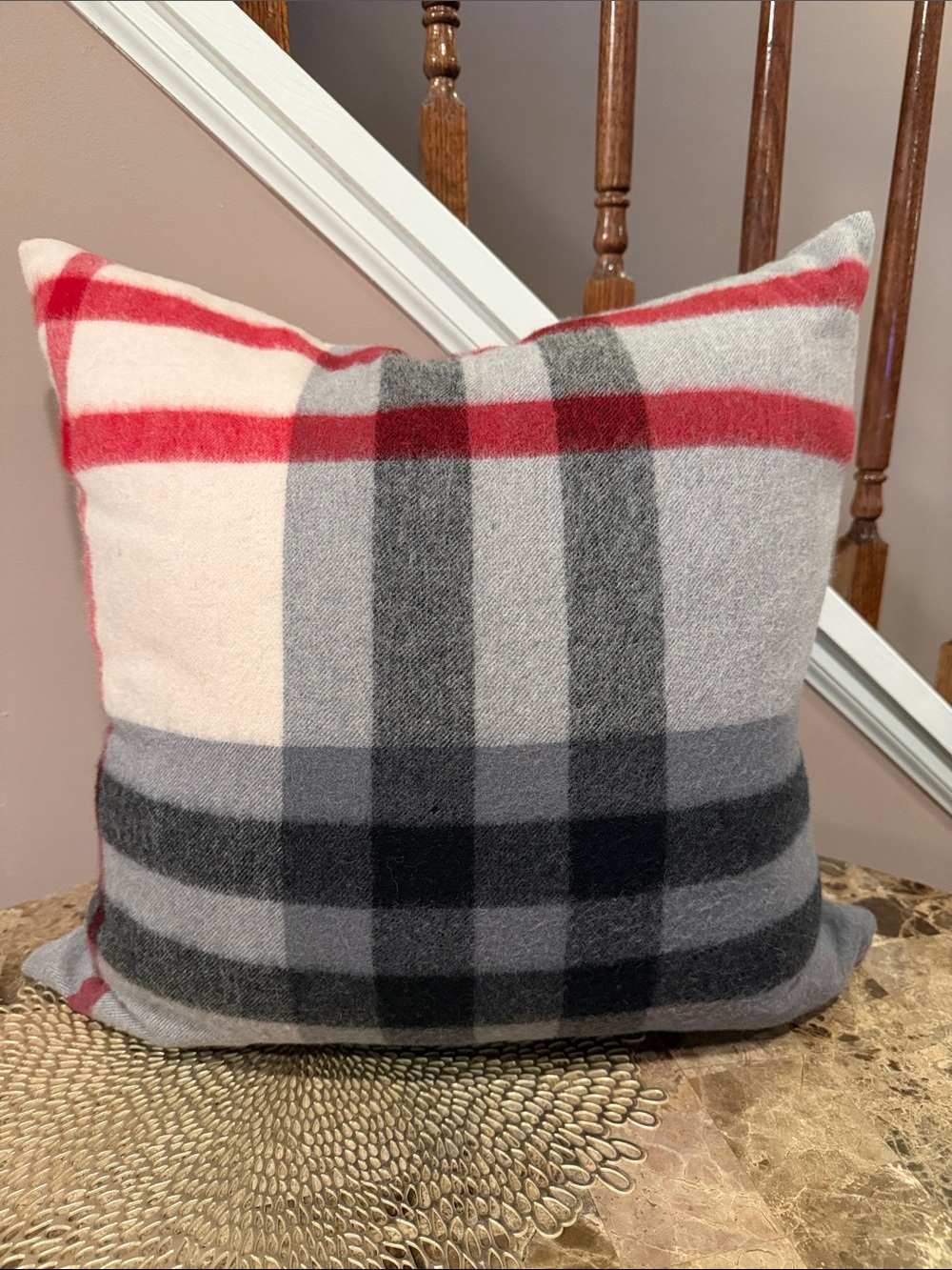 Williams Sonoma Plaid 100% Lambswool Accent Pillow Cover, 22” x 22”